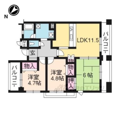 パインフィールド洛南(3LDK/6階)の間取り写真
