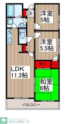 西浦和ガーデン(3DK/2階)の間取り写真