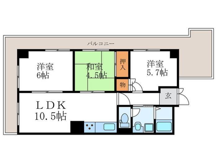 室町スカイハイツ(3LDK/4階)の間取り写真