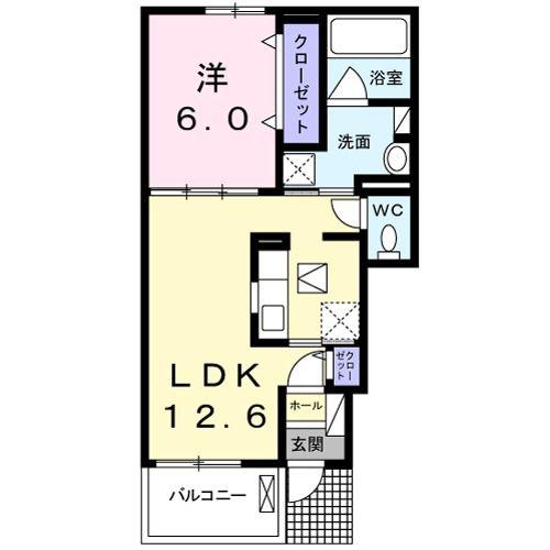 メゾン・ド 沖今宿 B(1LDK/1階)の間取り写真