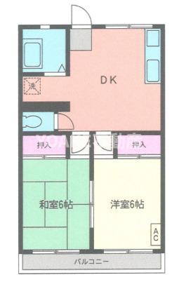 千寿コーポラス(2DK/2階)の間取り写真