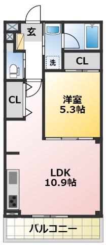 グランピア桜井(1LDK/1階)の間取り写真