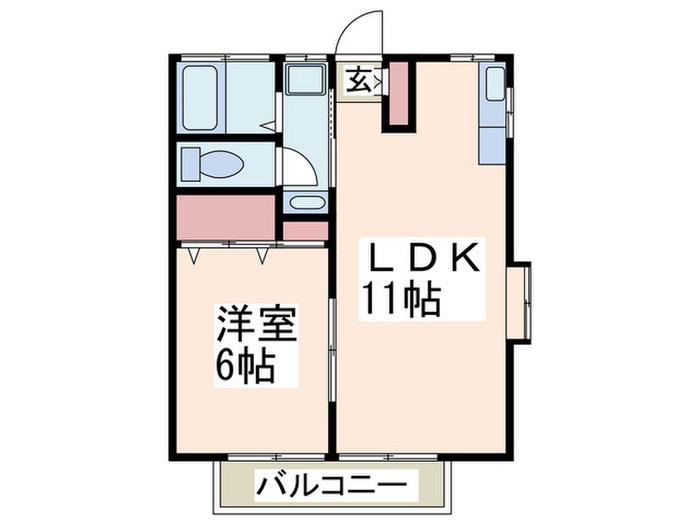 第8もえぎ野ハイツ(1LDK/1階)の間取り写真