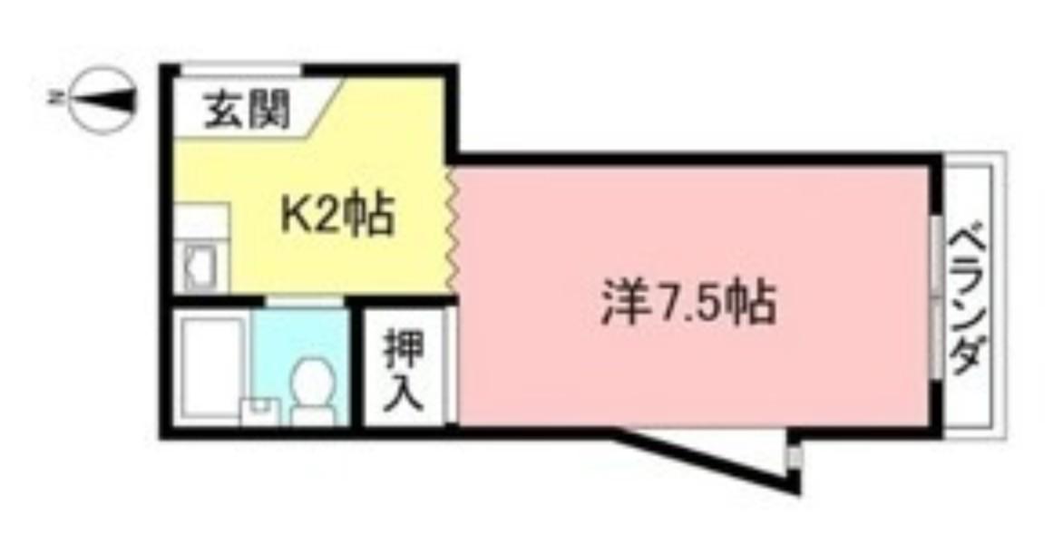 クロノス南林間イースト(1K/2階)の間取り写真