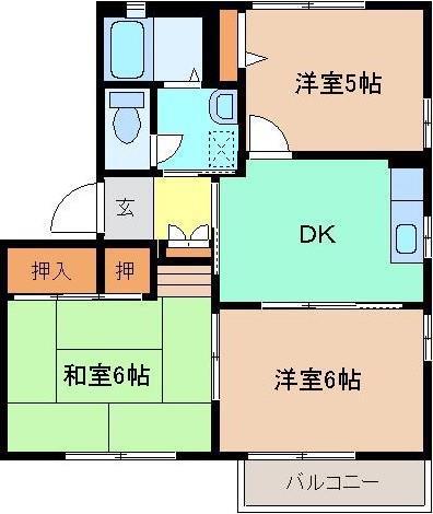 エスポワール A(3DK/2階)の間取り写真
