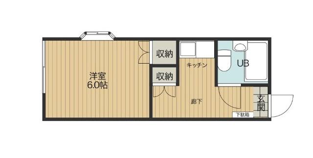 コーポ夢ヶ丘(1K/1階)の間取り写真
