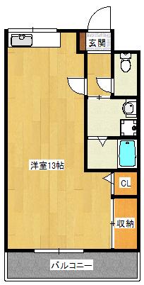 みなみマンション(ワンルーム/6階)の間取り写真