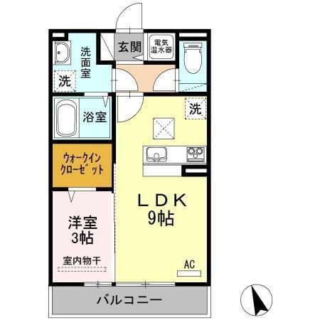 ハイツ943 B棟(1LDK/1階)の間取り写真