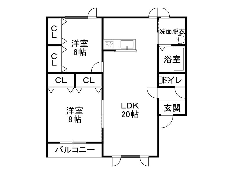 JR根室本線 帯広駅 徒歩23分 3階建 築14年(2LDK/2階)の間取り写真