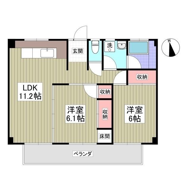 ツルオカハイツ(2LDK/4階)の間取り写真