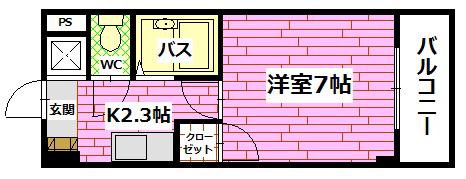 シャローム村岡(1K/1階)の間取り写真