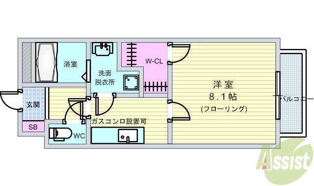 フローレス(1K/3階)の間取り写真