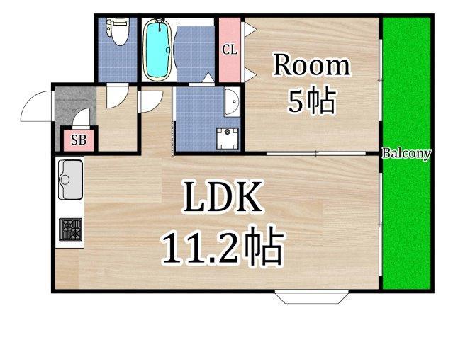 若杉ロイヤルマンション(1LDK/4階)の間取り写真