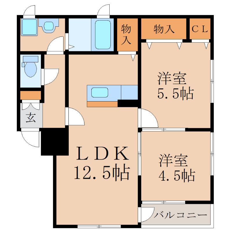 ALCAZAR EHG(2LDK/2階)の間取り写真