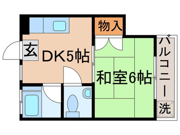 宇佐美マンション(1DK/2階)の間取り写真