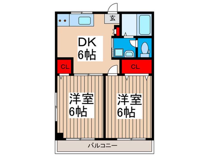 マンション舞(2DK/3階)の間取り写真