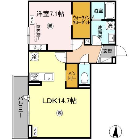 PREMILIFE石垣東(1LDK/2階)の間取り写真