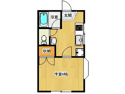 あずま荘II(1K/1階)の間取り写真