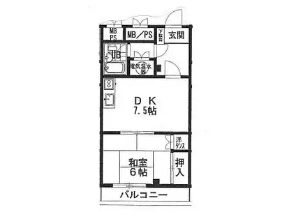 スズカビル(1DK/3階)の間取り写真