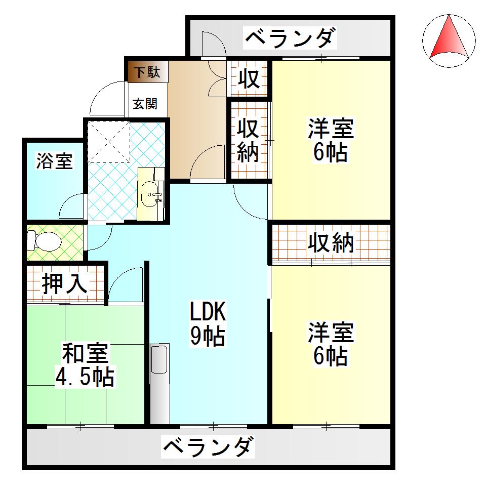 リュミエールB(3LDK/1階)の間取り写真
