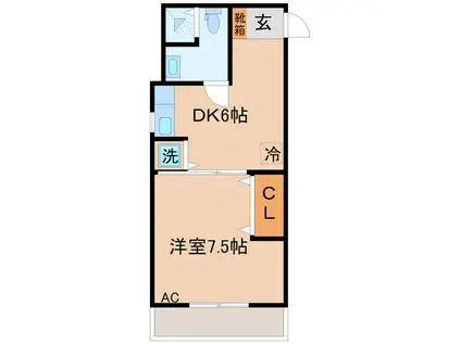 パークロイヤルマンション(1DK/2階)の間取り写真