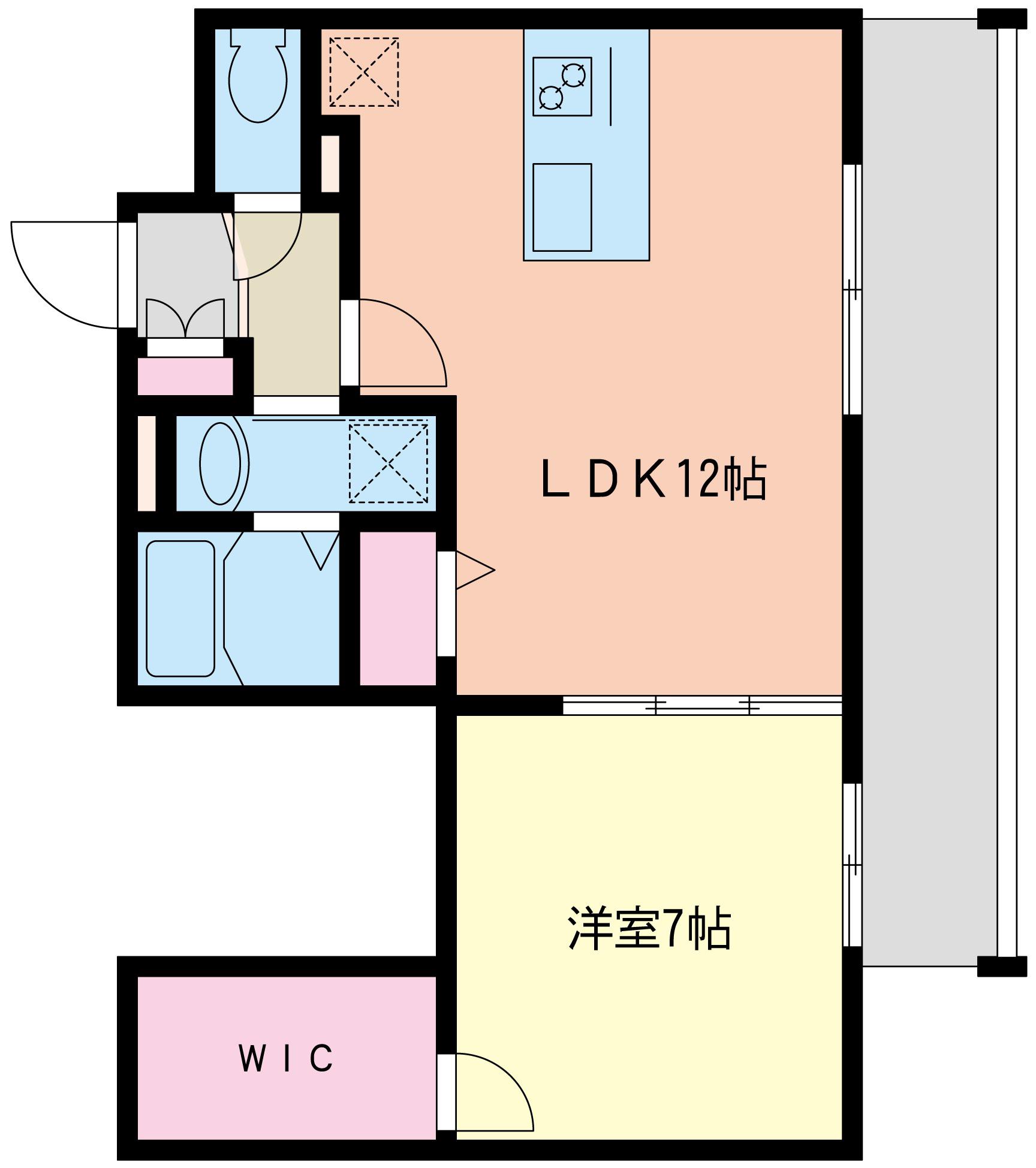 オーグランド(1LDK/2階)の間取り写真