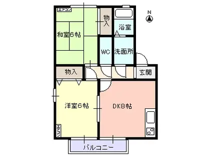 ブリーズ桧A棟(2DK/2階)の間取り写真