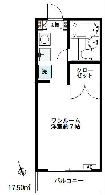 スカイコート池袋西(ワンルーム/3階)の間取り写真
