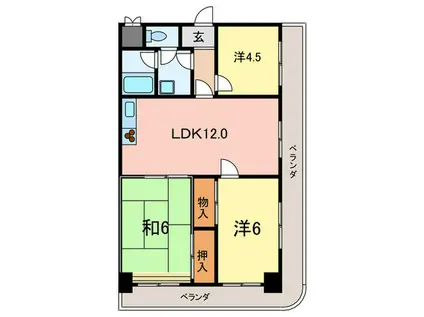 パレルミエール岡本(3LDK/2階)の間取り写真
