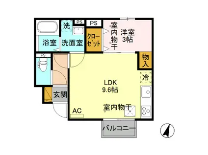 ビエンナ 102(1LDK/1階)の間取り写真