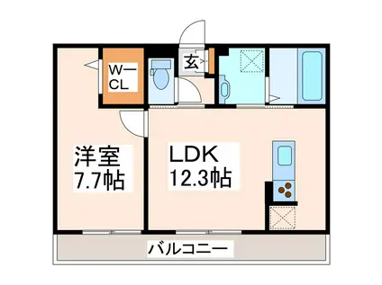 ラ・ジュネス(1LDK/2階)の間取り写真