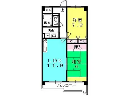 KDXレジデンス夙川ヒルズ 4番館(2LDK/5階)の間取り写真