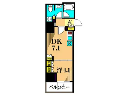 パークキューブ大井町レジデンス(1DK/6階)の間取り写真
