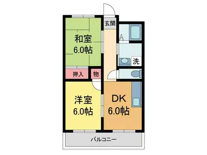 アパルトマン松栄(2DK/3階)の間取り写真