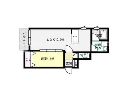 CLARTVILLA博多南(1LDK/2階)の間取り写真