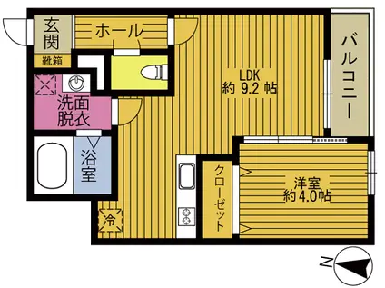アテレーゼONE三川(1LDK/1階)の間取り写真
