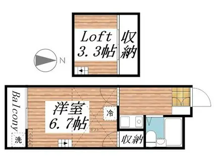 ヨーロピアン市小路(1K/2階)の間取り写真