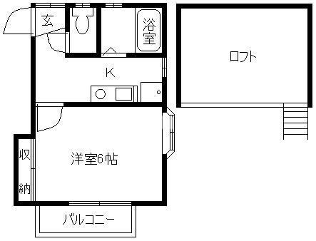 KJサンハウス(1K/2階)の間取り写真