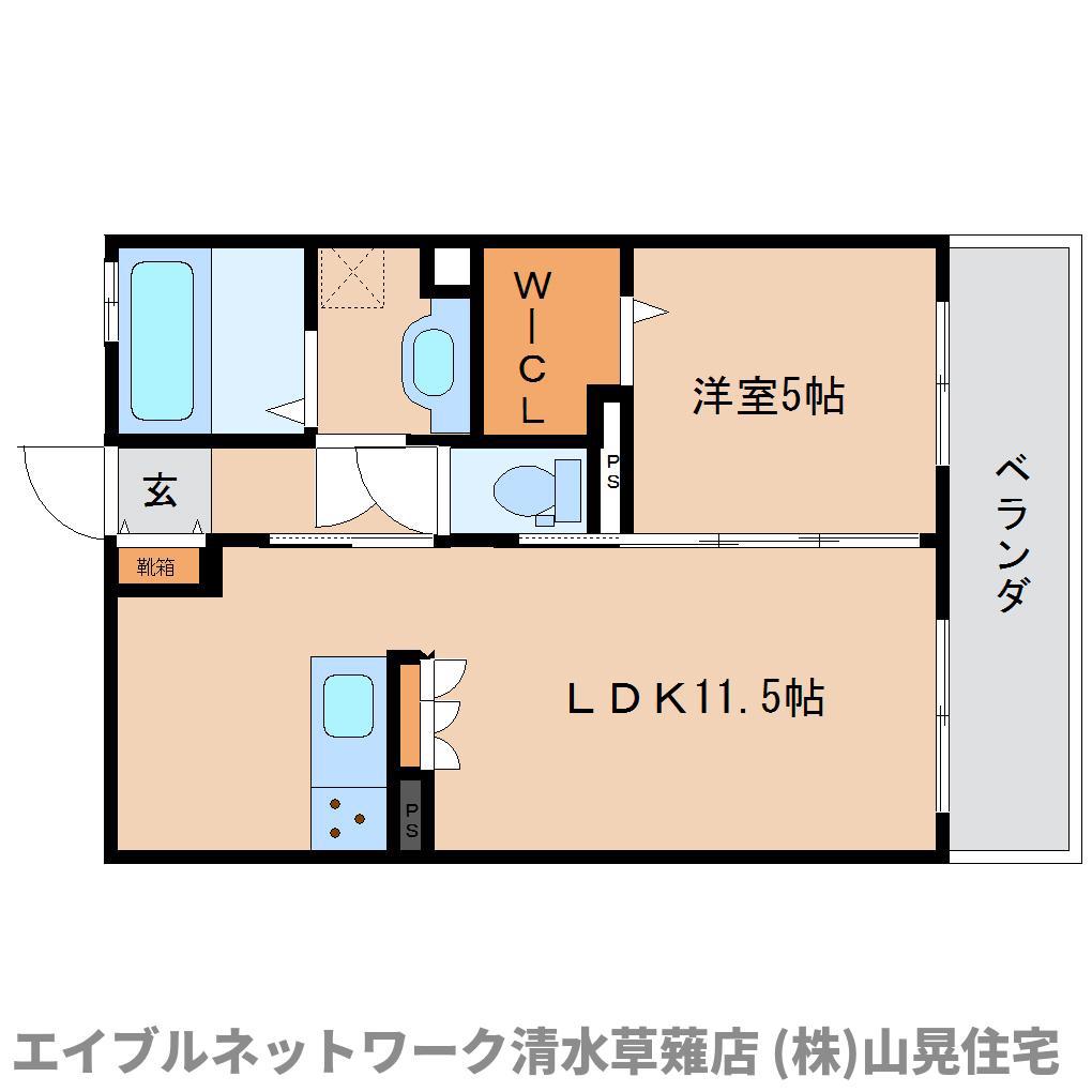 エターナル草薙(1LDK/3階)の間取り写真