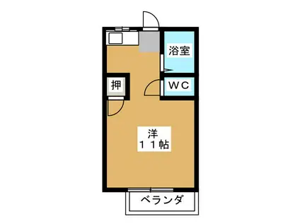 ハイムパシフィック A棟(ワンルーム/1階)の間取り写真