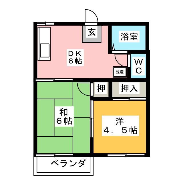 サンピアゴトーB(2DK/2階)の間取り写真