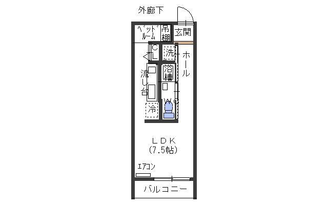 ルソーレ(ワンルーム/3階)の間取り写真