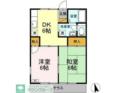 セジュール鎌ヶ谷(2DK/1階)の間取り写真