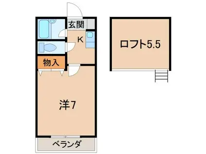 コーポラスM(1K/1階)の間取り写真