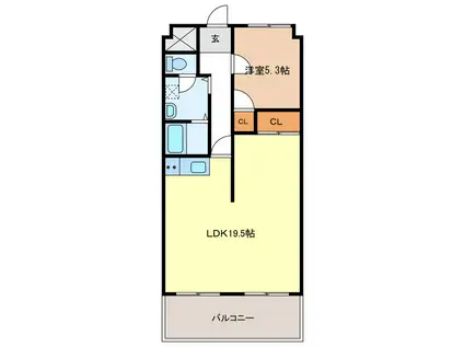 リバーサイド鈴鹿(1LDK/3階)の間取り写真
