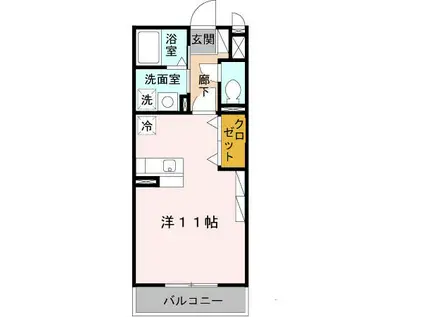ヴィルヌーヴ(1K/1階)の間取り写真