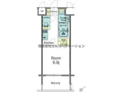 エンクレスト天神TERRACE(1K/8階)の間取り写真