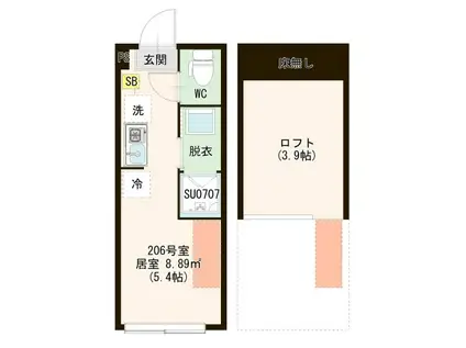 HALEOLI AOTO(ワンルーム/2階)の間取り写真