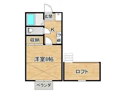 アルティームD(1K/1階)の間取り写真
