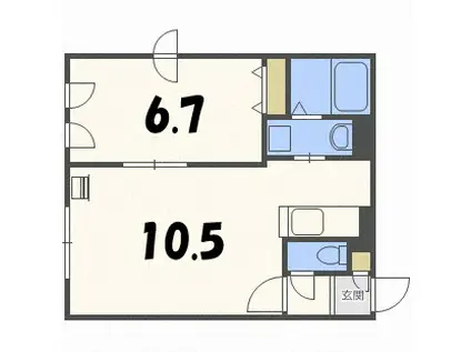 アビネス本通II(1LDK/4階)の間取り写真